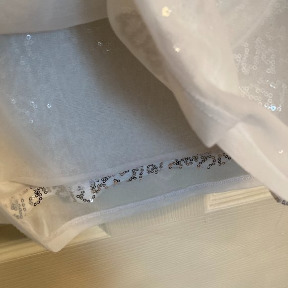 White with Silver Sequence Top - EUC - Picture 6 of 8